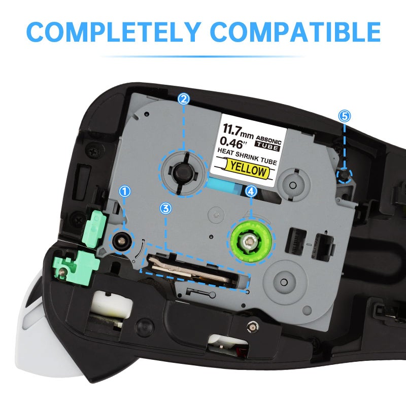 Absonic 3-Pack Compatible Heat Shrink Label Tape Replacement for Hse-631 Hse631 HS-631 HS631 11.7mm Black on Yellow Hse Label Tape for PTouch PT-E300 PT-H300 PT-E500 E550W PT-P750WVP PTE800W - Image 4